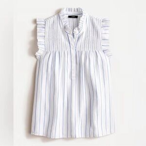 Jcrew striped smocked cotton top